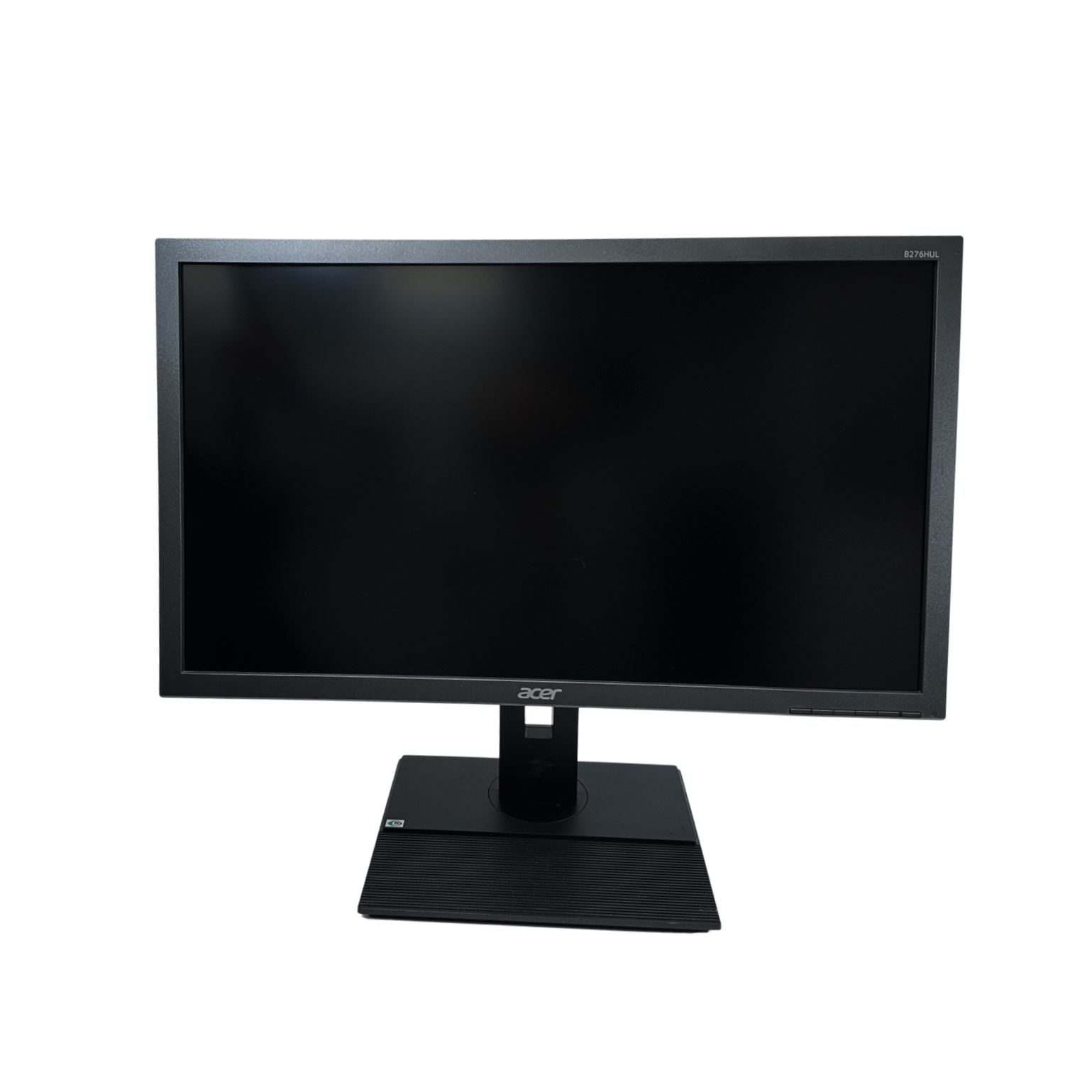 Black computer monitor on a white background