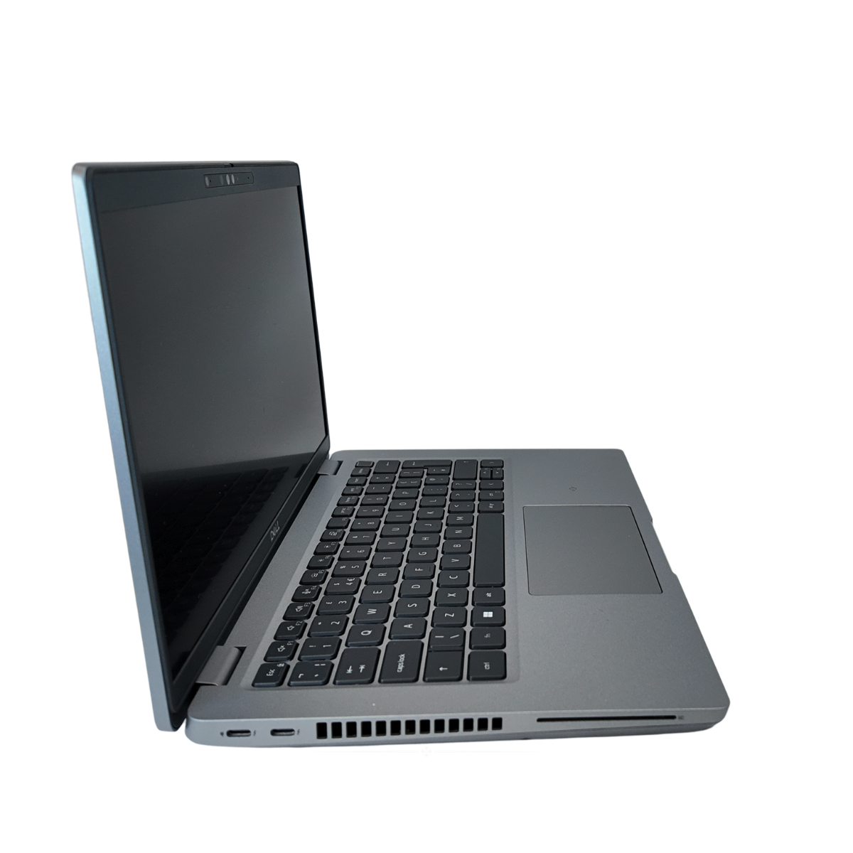 Dell Latitude 5431 14-inch business laptop - side view showing open screen and keyboard layout.