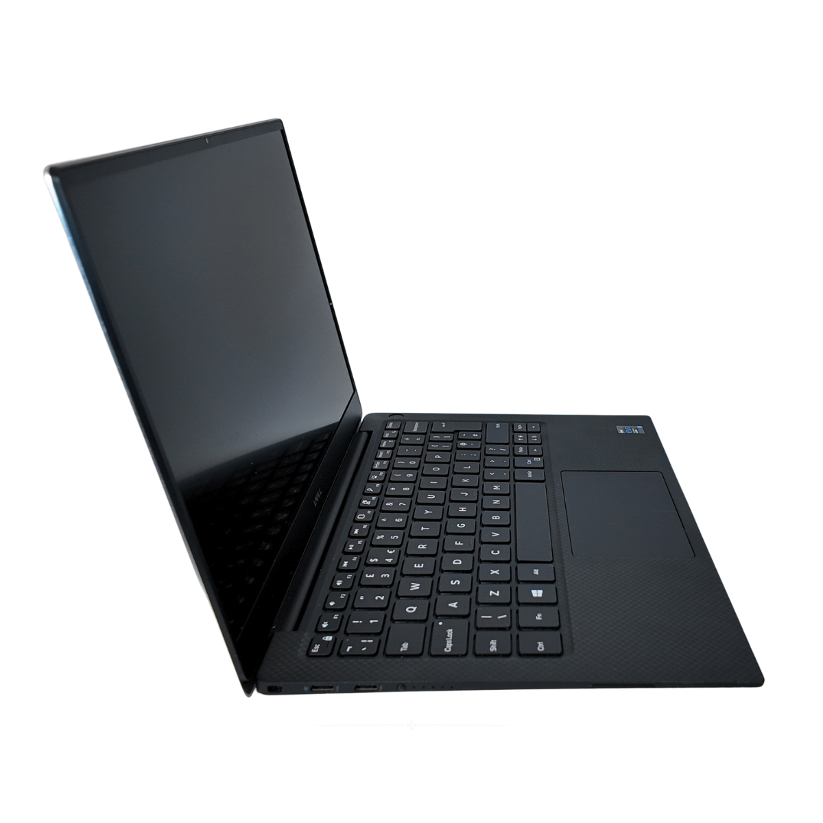 Dell XPS 13 9305 laptop side view with open lid.