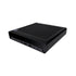 Black electronic device with ports on a white background