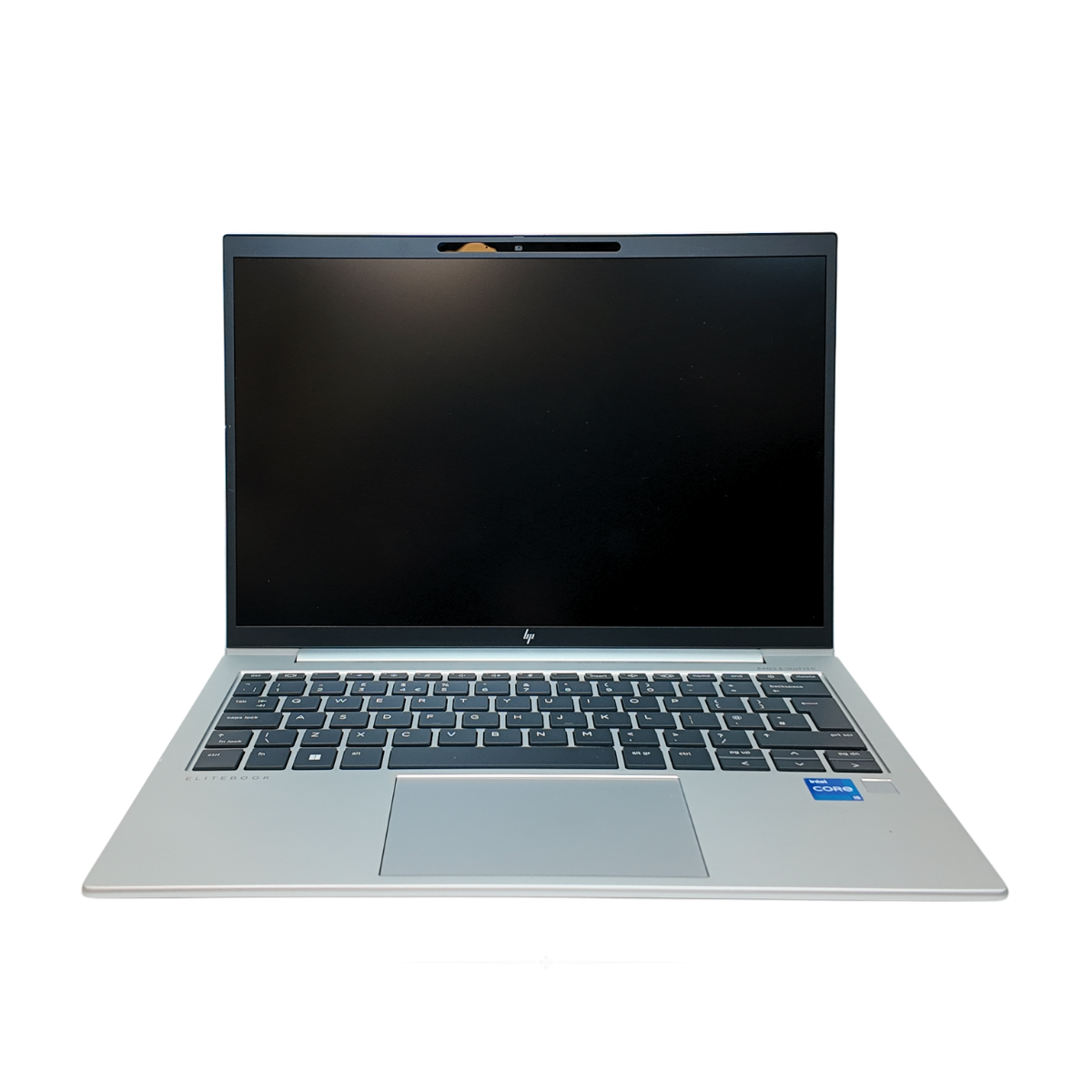 Front view of an open silver HP EliteBook 830 G10 laptop featuring a 13.3-inch display with slim bezels, a 5MP webcam, and a premium backlit keyboard.