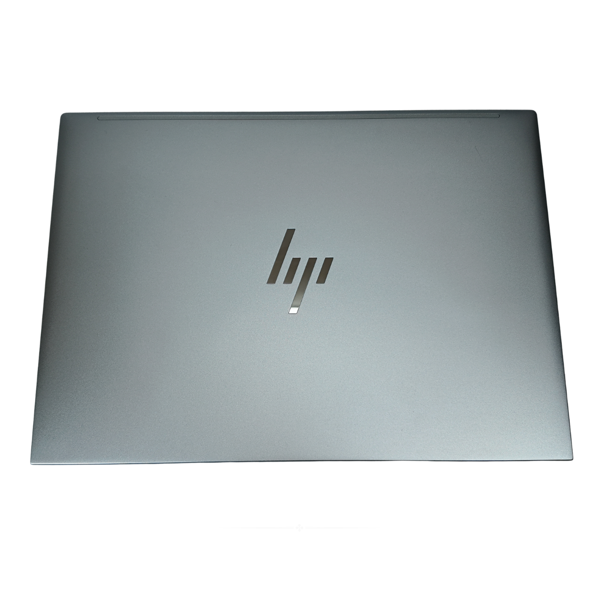 Top view of a closed silver HP EliteBook 830 G10 laptop, showing the minimalist HP logo centered on a matte aluminum lid with rounded corners.