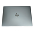 Top view of a closed silver HP EliteBook 830 G10 laptop, showing the minimalist HP logo centered on a matte aluminum lid with rounded corners.