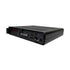 Black electronic device with multiple ports on a white background