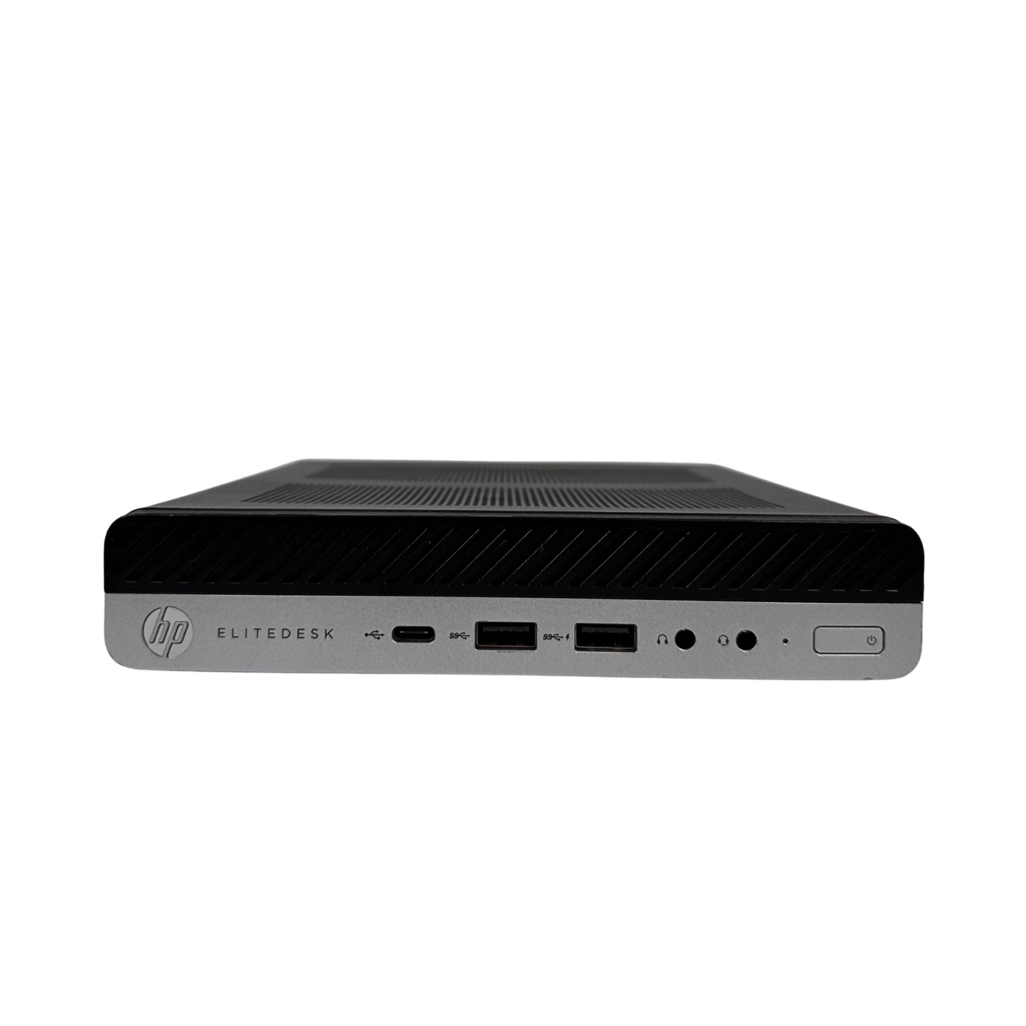 HP EliteDesk computer tower on a white background