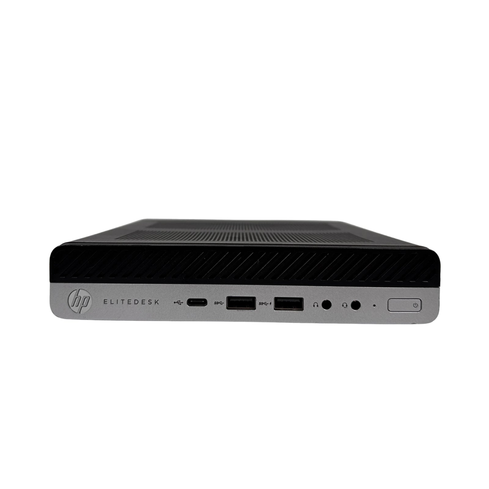 HP EliteDesk computer tower on a white background