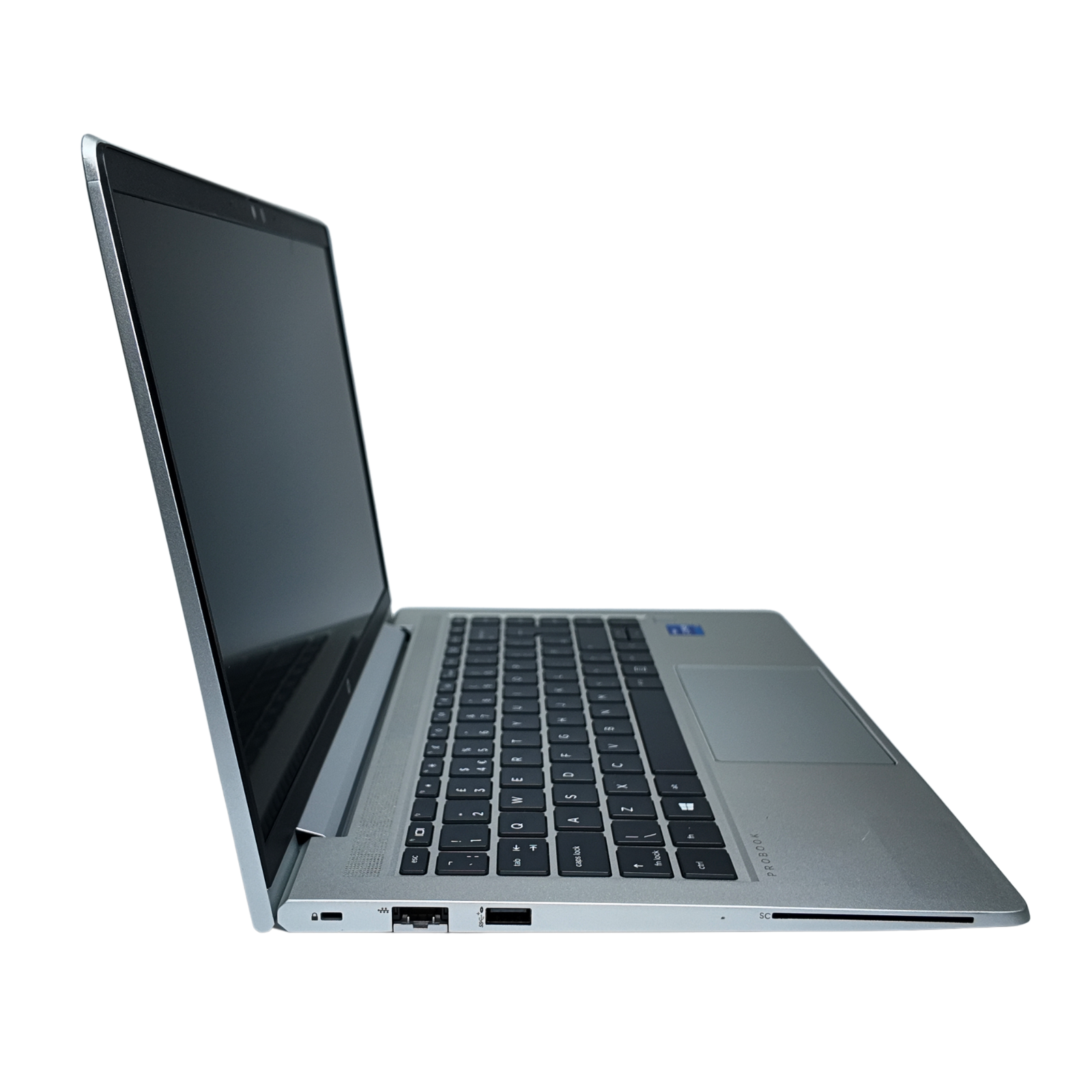 HP ProBook 640 G8 slim side profile showing USB and Ethernet port