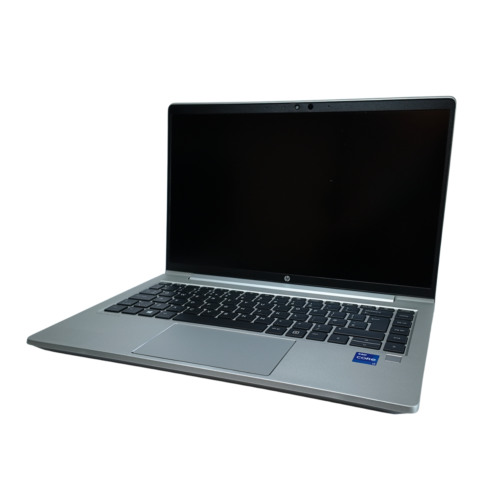 HP ProBook 640 G8 laptop with backlit keyboard and touchpad