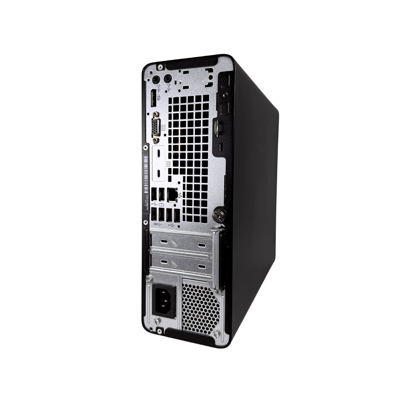 Black computer tower on a white background