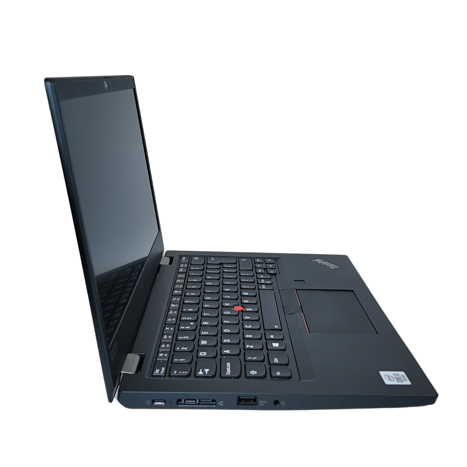 Black laptop on a white background
