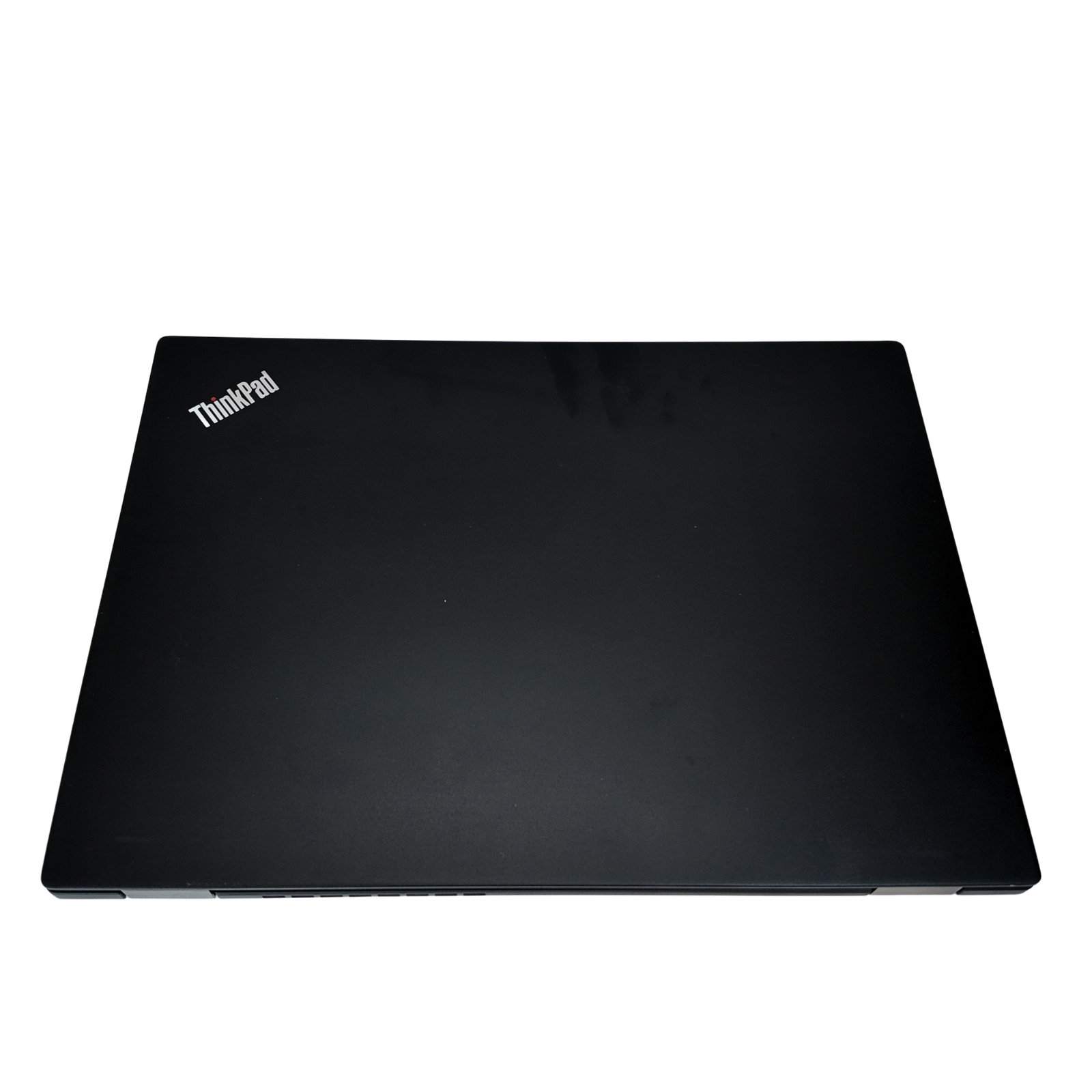 Black ThinkPad laptop on a white background