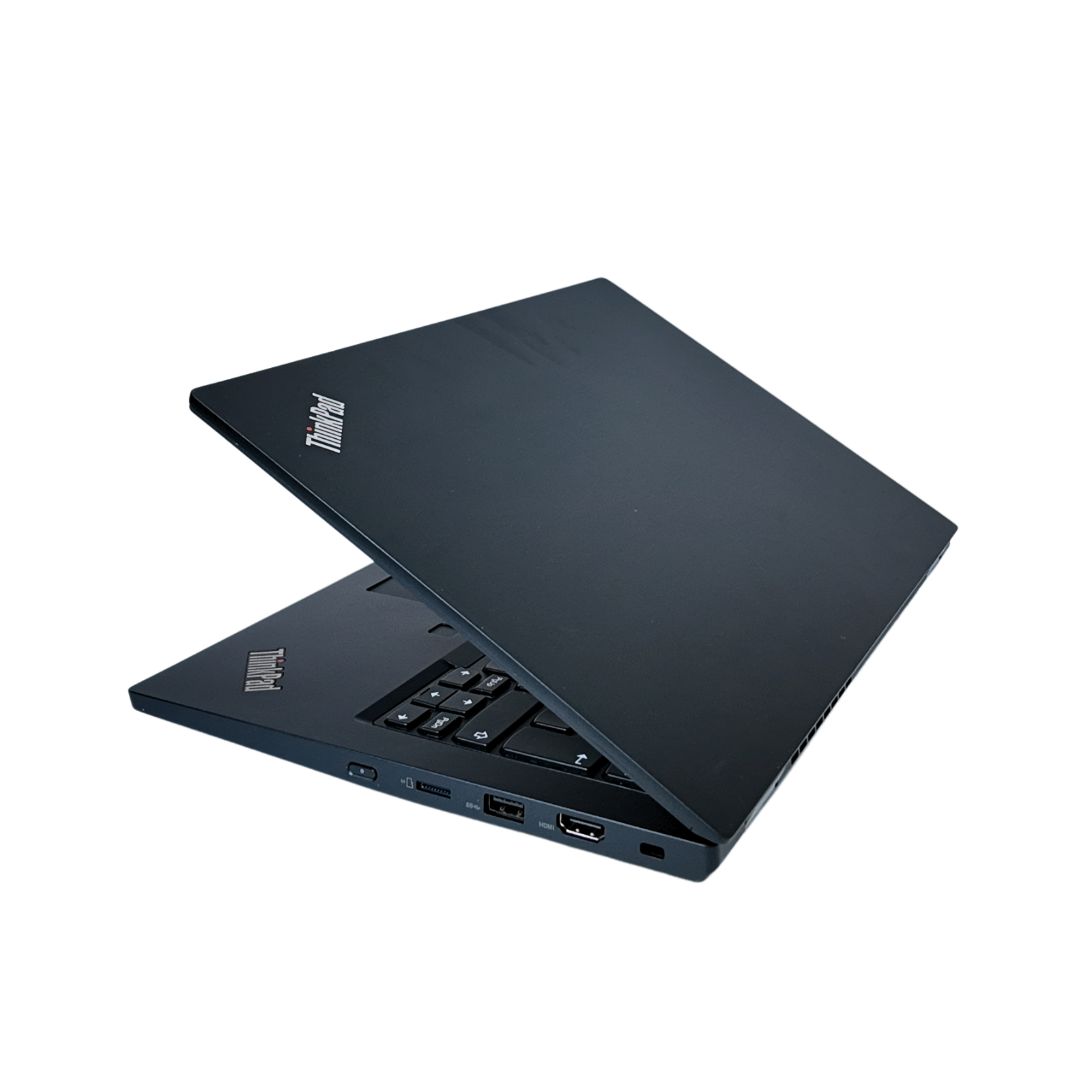 Black ThinkPad laptop on a white background