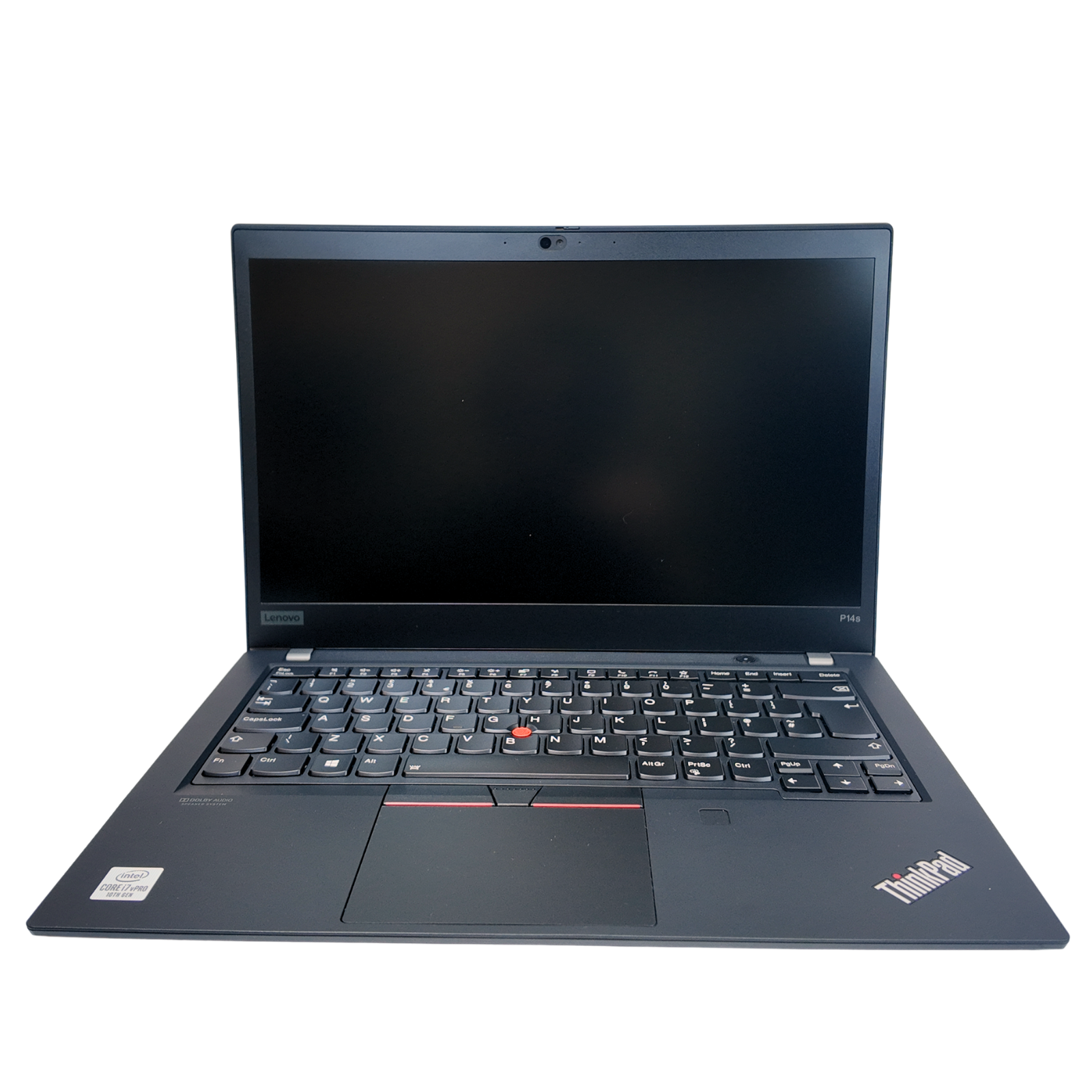 Laptop with ThinkPad logo on a white background