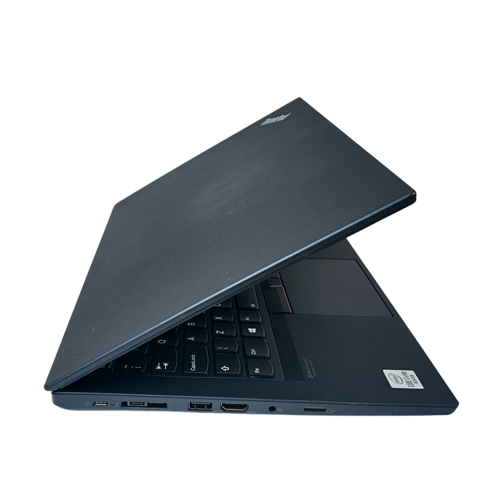 Black laptop on a white background