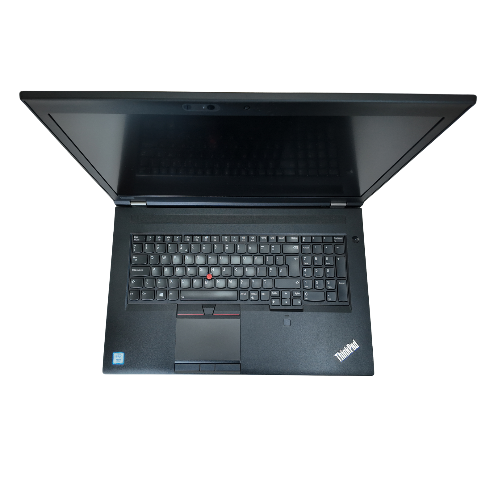 Black ThinkPad laptop on a white background