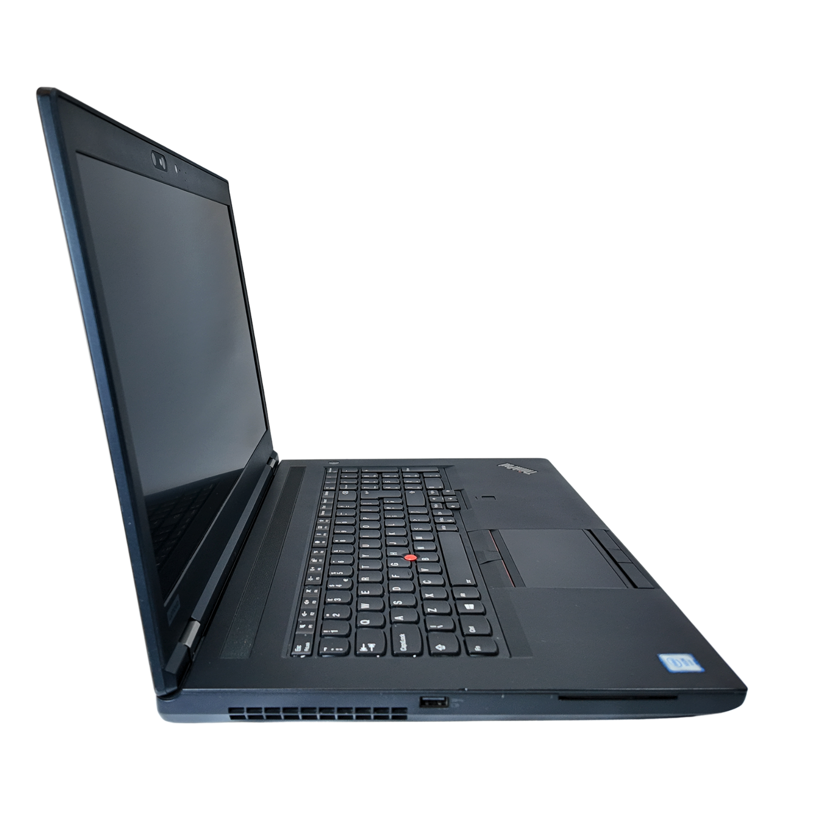 Black laptop on a white background