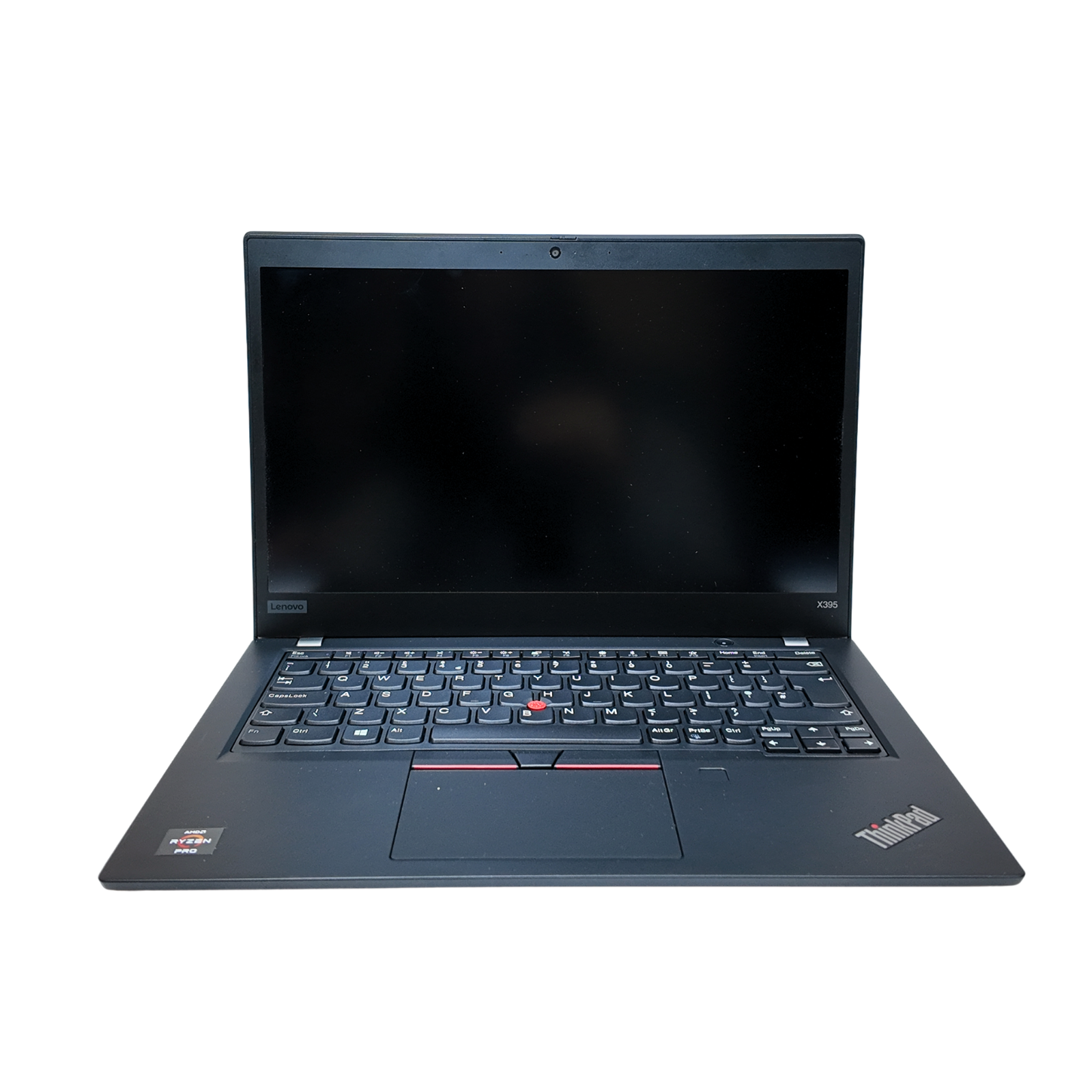 Black laptop on a white background