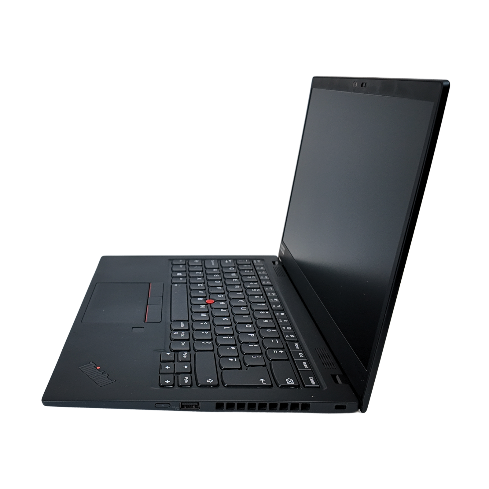 Black laptop on a white background