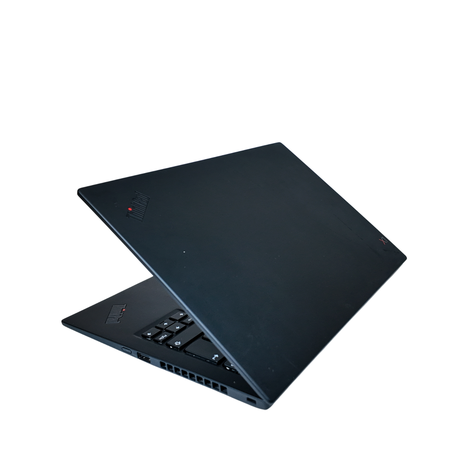 Black laptop on a white background