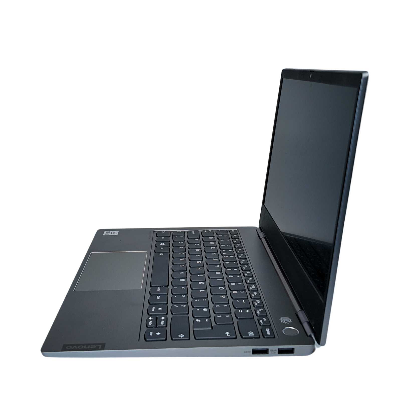 Black laptop on a white background