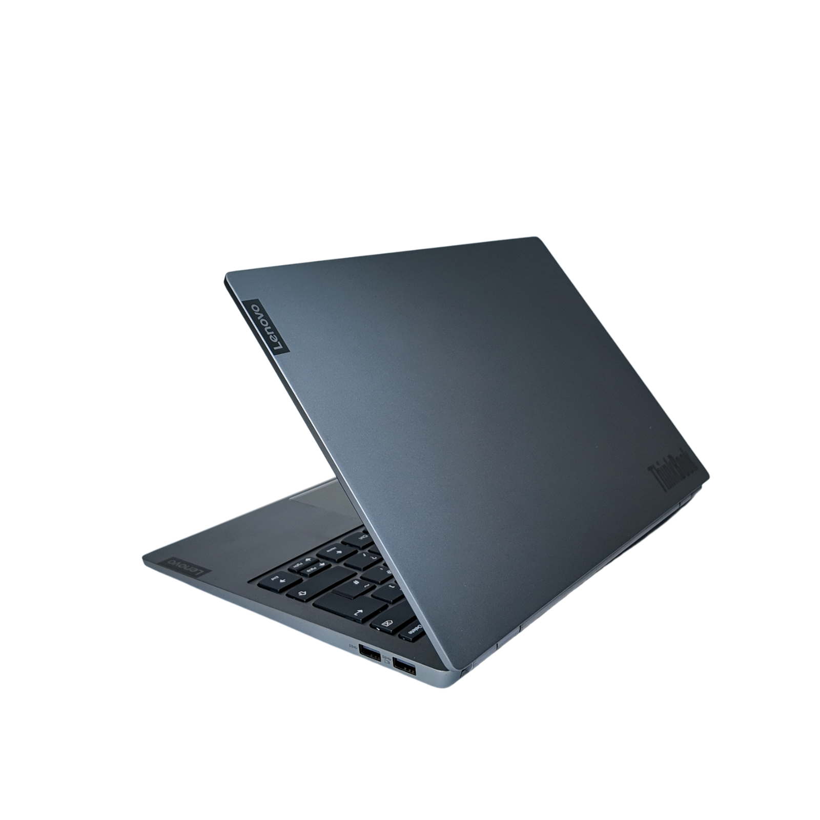Black laptop on a white background